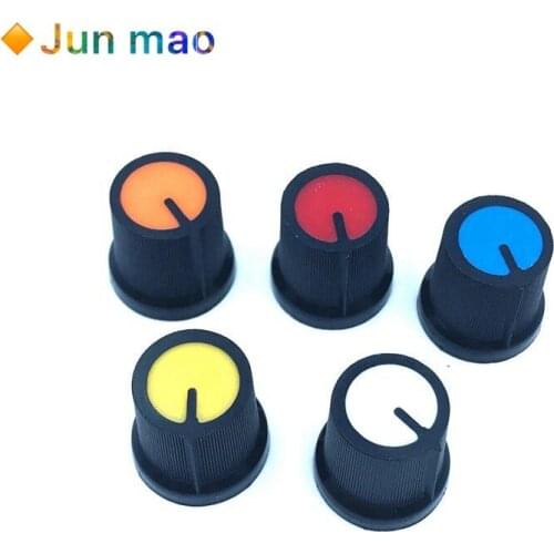 10pcs 5color each 2pcs AG3 Micro Switch Cap WH148 Plastic Knob Plum Handle 15X17mm Handle 6MM Potentiometer Power Amplifier Caps