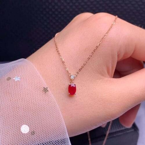 100% Real 18K Gold Natural And Real Ruby Pendant Ruby necklace For Women