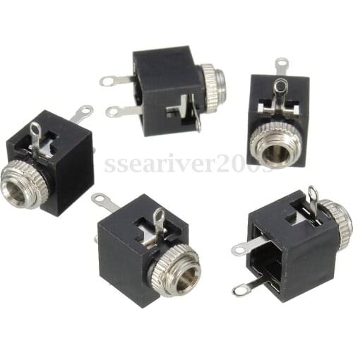 100Pcs 2.5mm PCB Panel Mount Jack Female Socket Connector Earphone Black