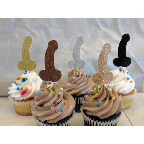 20pcs Sexy Macho Glitter Penis Cupcake Toppers Bachelorette Party Hen Party Penis Party Decor Mature - Same Penis Forever