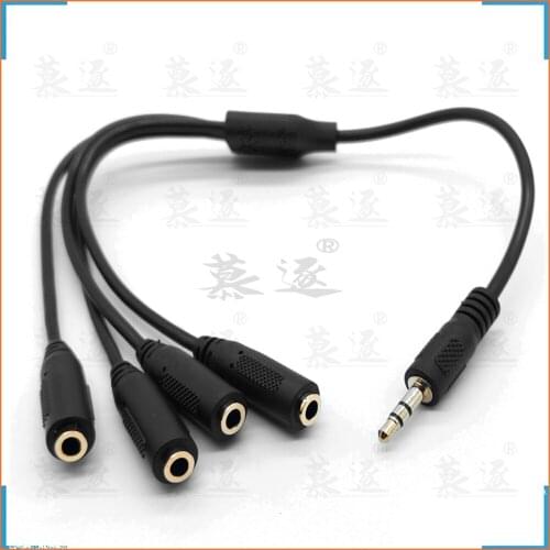3.5mm Stereo Plug Male to 3 1/8" 3.5mm Stereo Jack Female 1 Input 3&4&5 Output Stereo Audio Splitter Cable 0.3m