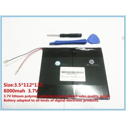 3.7V,8000mAh,polymer lithium ion /Li-ion battery for tablet pc,MID,PDA,DIY for N10 A10 T90 Dual Core