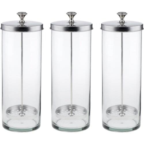 3x Empty Glass Disinfecting Disinfection Jar Bottle Container