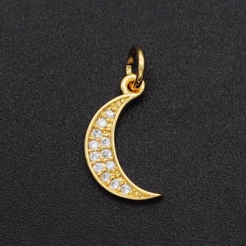 8x14mm CZ Zircon DIY Jewelry Moon Charm Pendant Wholesale Jewellwery Finding Supplies Bracelet Making Charm