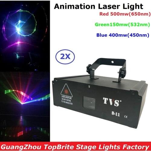 2Pcs Animation Laser Stage Lighting High Brightness 1050mw RGB Full Color Laser Lights Sound Control Good For Dj Disco Party KTV