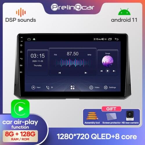 Prelingcar Android 10.0 NO DVD 2 Din Car Radio Multimedia Video Player Navigation GPS For Toyota Corolla 2018 2019 Octa-Core IPS