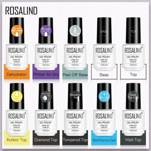 ROSALIND Base Top Primer Matt Gel Nail Polish Semi Permanent Durable Reinforcement Masonry peelable Seal Long Lasting Lacquer
