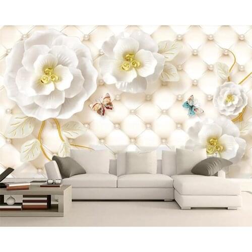 Beibehang Wallpaper 3D three-dimensional embossed jewelry rose jade carving TV background walls home decoration 3d wallpaper
