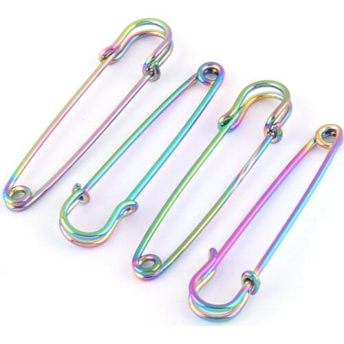 4pcs 58mm Rainbow Safety pins Larger Safety Pins Kilt Pins Broochs letter Bar Pins Apparel Accessories DIY Sewing