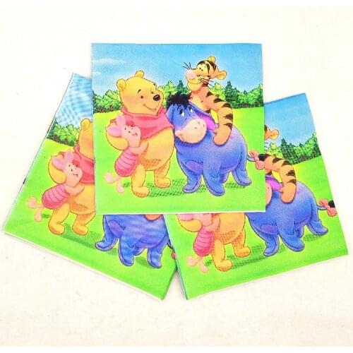 20pc/set Winnie Bear Face Party Supplies Paper Napkin Birthday Party Decoration andParty Supplies favors