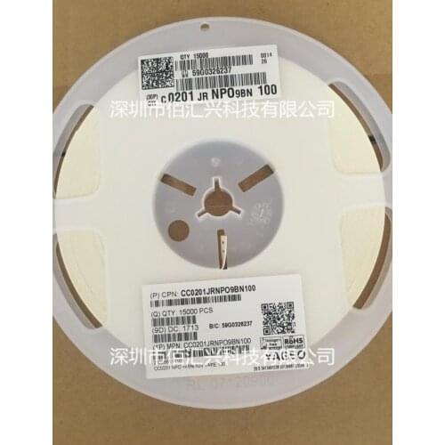 CC0201BRNPO9BN5R6 0201 5.6pF(5R6) ±0.1pF 50V COG NPO CC0201JRNPO9BN100 0201 10pF(100) ±5% 50V COG NPO Chip capacitors