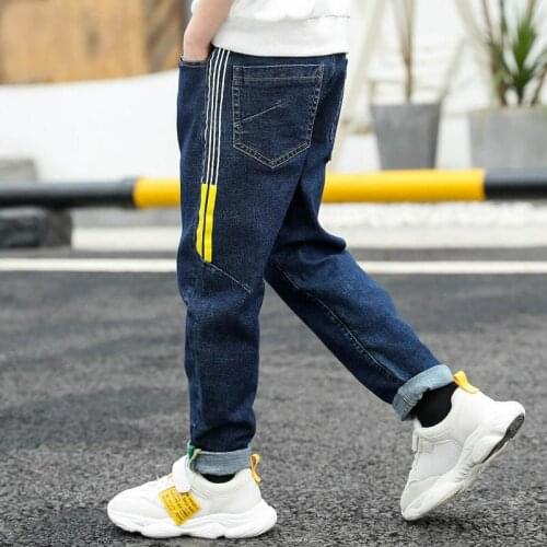 2020 new spring and autumn childrens denim pants fashion hip-hop boys jeans cartoon holes jean for boy denim long trousers