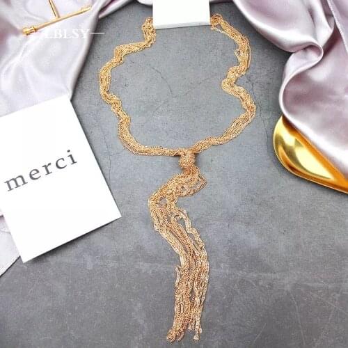 Longer Necklace Multi-Layer Sweater Chain New Trend Morden Tassel Knot Pendant Female Accessories