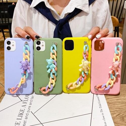Etui S21Plus Wristband Phone Case on for Funda Samsung Galaxy S21 Ultra Plus 5G Case 3D Bear Bracelet Silicone Cover Capa Women