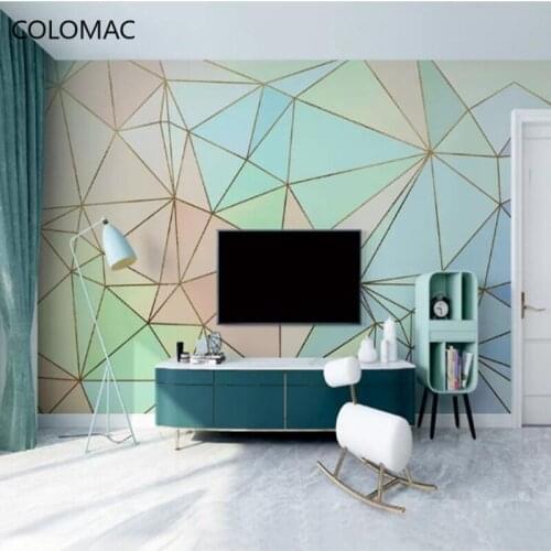 Colomac Custom Nordic Color Geometric Lines Wallpaper Living Room Bedroom Background Decoration Mural Room Decor Drop Shopping