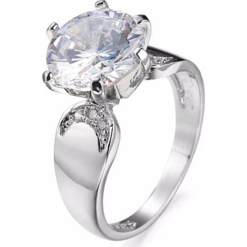 Big Promotion 100% Solid Silver Ring 2 Carat CZ Diamant Engagement Ring Real Silver Color Rings For Lovers' Gift