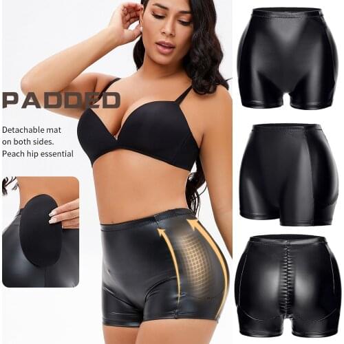 PU Leather Butt Lifter Shapewear Bodysuit Hip Pads Waist Trainer Body Shaper Women Shorts Slimming Underwear Buttocks Buttlifter
