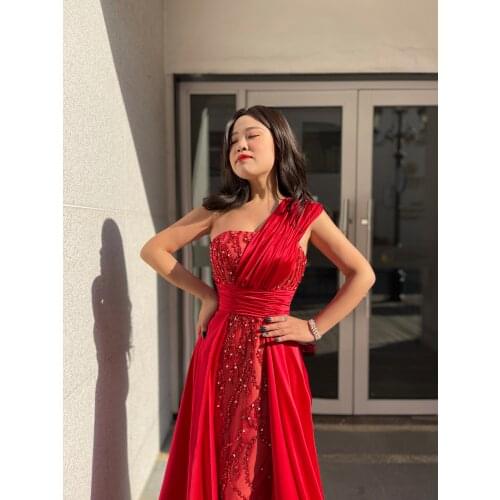 Red Evening Dresses Long Green Luxury Gowns Fashion Ladies Partydress With Diamond Formal Dress