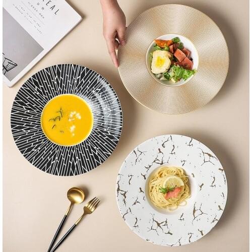 11 Inch Creative Dinner Plates Nordic High-end Pasta Dish Household Soup Plate Ceramic Tableware Platos De Cena Pasta Bowl