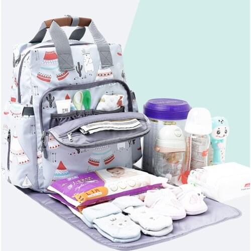 Mummy Bag Go Out Double Shoulder Multi-Functional Portable Backpack Travel Diaper/Mother Baby Bag+1Changing Pad+2Stroller Straps