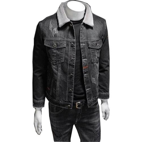 Mens Thermal Denim Jacket Thickened Fleece Thermal Denim Jacket Oversized M-XXXXL 2021 Winter New