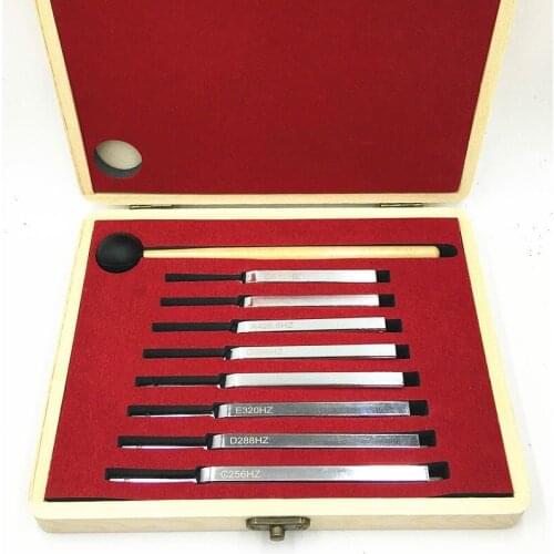 TZT 8pcs/set Medical Tuning Fork Sound Vibration Therapy Chakra Steel Music Kit 256-512HZ Healing Sound Vibration Therapy