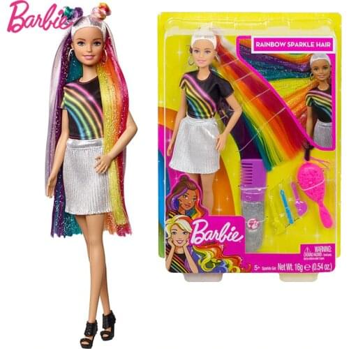 Original Barbie Rainbow Sparkle Hair Doll Birthday Present Girl Brinquedos Bonecas Toys for Kids Juguetes Paratoys Girls Gift