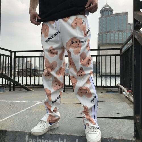 PalmAngels decapitated bear side stripe side zipper full print men and women casual sports