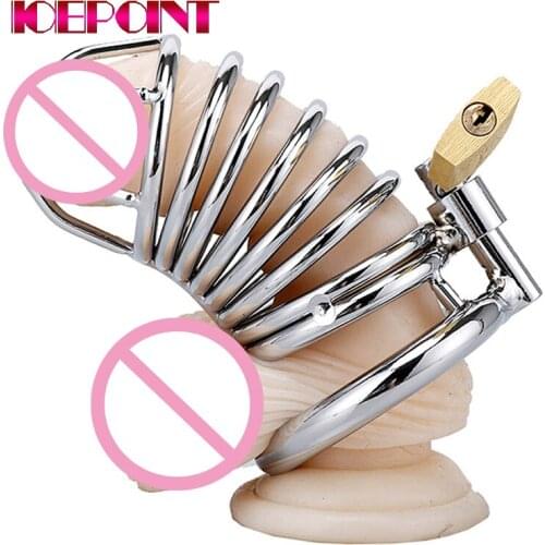40/45/50mm Stainless Steel Chastity Belt Metal Cock Cage for Men with Curved Penis Ring Sex Toys Chastity Device Erotic Bondage