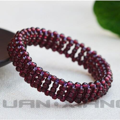 Drop Shipping Natural Red Garnet Stone Round Beads Bracelets Hand String Bangles Gift for Womens Fashion Jades Stone Jewelry