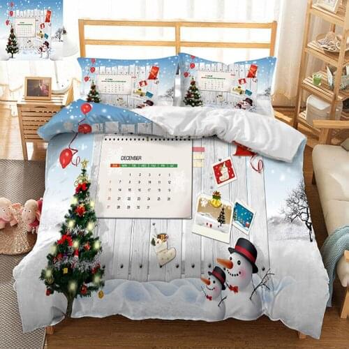 Bed set luxury Twin king Queen 3D bedding sets bedsheet Pillowcase duvet bed cover Beautiful Christmas tree decorate Bedroom