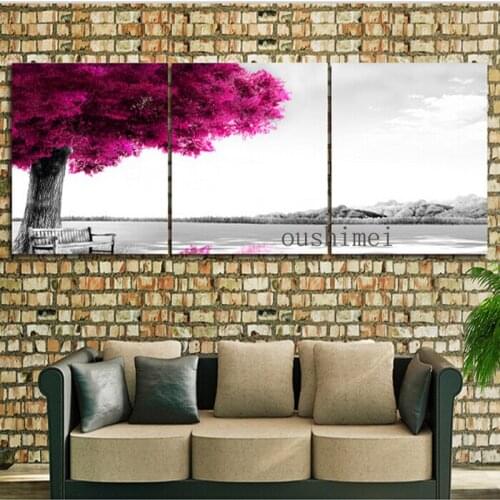 Hand Painted Oil Painting Picture For Living Room Decor Modern Landscape Home Decor Hand Painting On Wall Art Red Tree