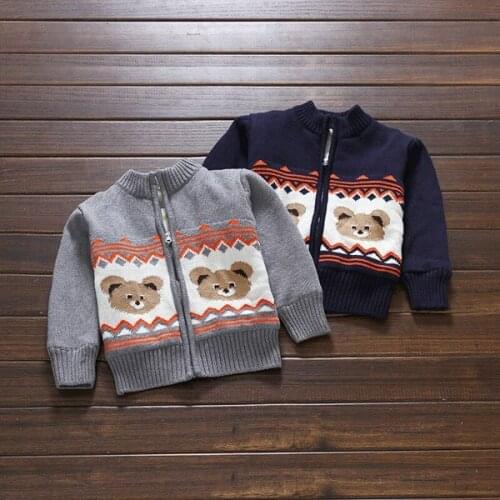 Boys sweater childrens thick sweater Zipper cardigan jacket