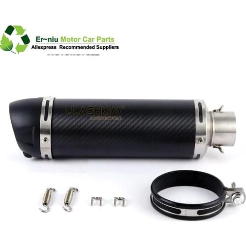 E-Mark Universal Motorcycle Real Carbon Fiber Slip On Exhaust Muffler Pipe Escape with DB Killer for Most Motorcycle