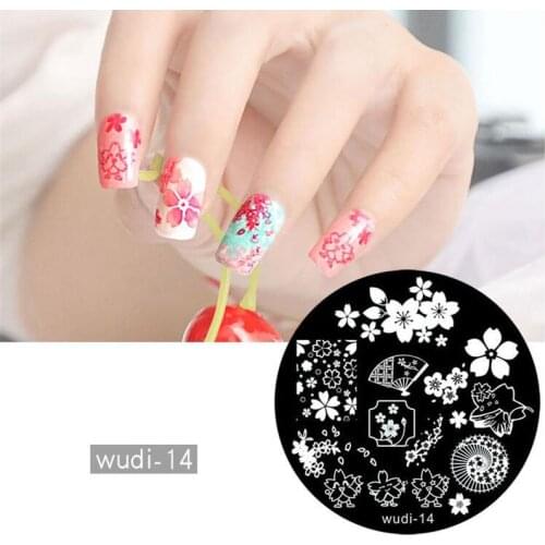 WuDi Round Nail Stamping Template Plates Cartoon animal panda Flowers Lace Image Polish Transfer DIY Tools For Nail Art