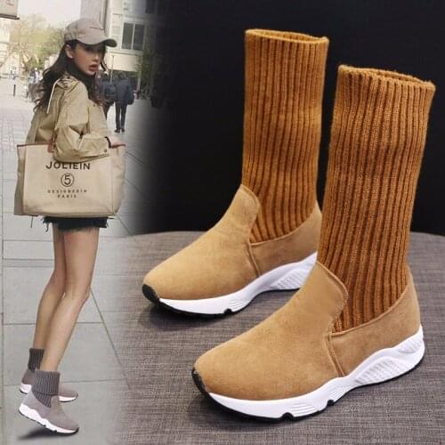 Women Shoes Snow Boots Gothic Ladies Winter Fur Warm Snow Boots Ladies Warm Wool wedge Boot Punk Goth Comfortable Shoes