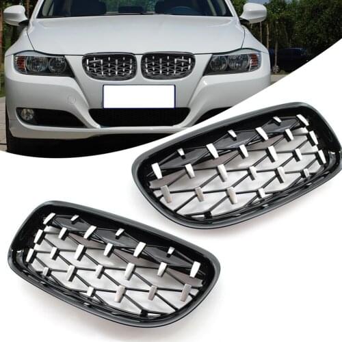 1 Pair Car Chrome Diamond Meteor Shiny Black Style Grille 51137201970 Fit For BMW E90 LCI Facelift 2009 2010 2011 51137201969
