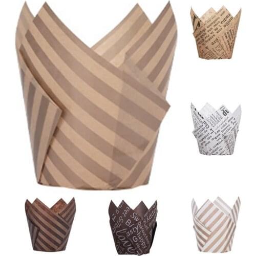 100pcs Tulip Muffin Cupcake Paper Cups Oilproof Cupcake Liner Baking Muffin Box Cup Cake Decorating Tool Muffin Wrap Cases