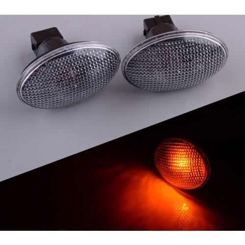 2Pcs/Set PC Car Side Marker Indicator Light Clear Lens w/Bulbs Led 2 Pins Fit For Ford Transit Escort Fiesta Mondeo Street Mazda