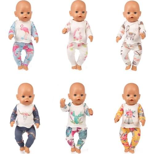 2pcs In 1, Shirts+Pants Fit For 43cm Baby Doll Reborn Doll 17inch Doll Clothes