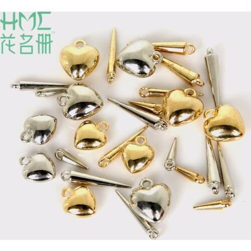 4/5/11mm 30-200pcs Heart and Long Nail CCB Plastic Beads Loose Spacer Beads For Jewelry Making DIY Jewelry Findings