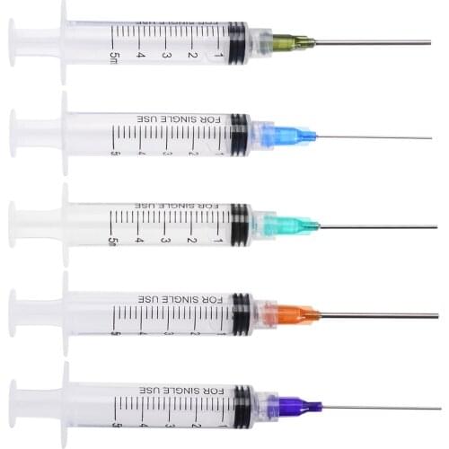 5PCS 5ml Industrial Dispensing Syringe Crimp Sealed Needle Tips For Glue Oil Ink Syringes Measure Tool Supplies