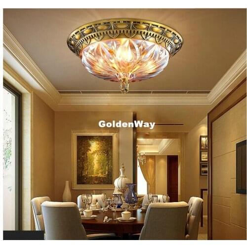 Free Shipping Modern Copper Art Decration 90-265V Bronze Crystal Style Design Ceiling Lamp Copper Luster E27 AC Ceiling Lighting