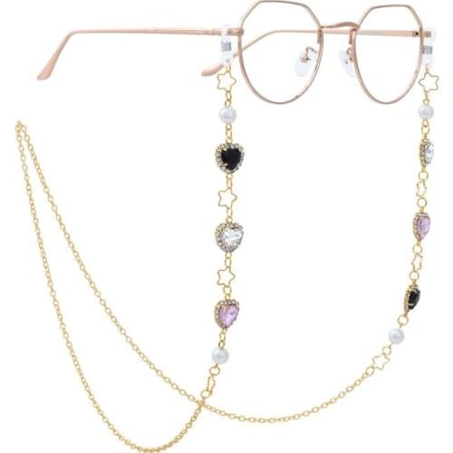 1PCs Women Fashion Pearls Sunglasses Chains Gold Eyeglasses Chains Sunglasses Holder Necklace Eyewear Retainer Accessories