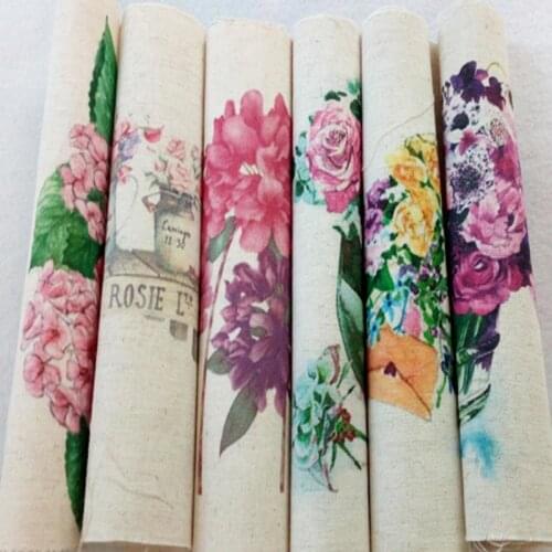 ZY DIY Digital Printing Assorted Beautiful Flowers Cotton Linen Fabric For DIY Sewing Patchwork Home Textile