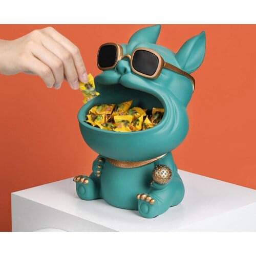 Dog Ornaments Figurines For Interior Storage Box Resin Animal Sculpture Big Mouth Dog Statue Home Decoration Accessories