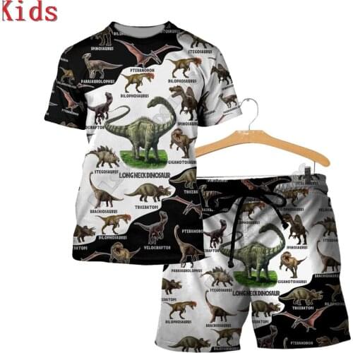 Love Dinosaur 3D Printed T Shirts And Shorts Kids Funny Childrens Suit Boy Girl Summer Short Sleeve Suit Kids Apparel 16