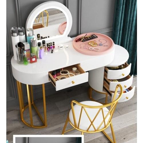 Dresser bedroom storage cabinet integrated luxury makeup table white paint online celebrity ins wind retractable dressing table