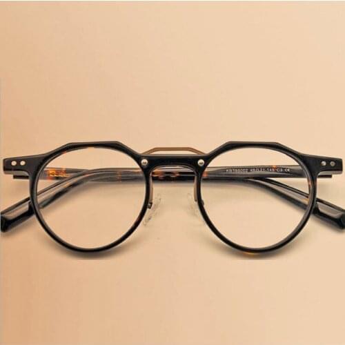 Round Vintage Acetate Optical Glasses Frames Men Women Color Stitching Fashion Computer Eyeglasses 50432
