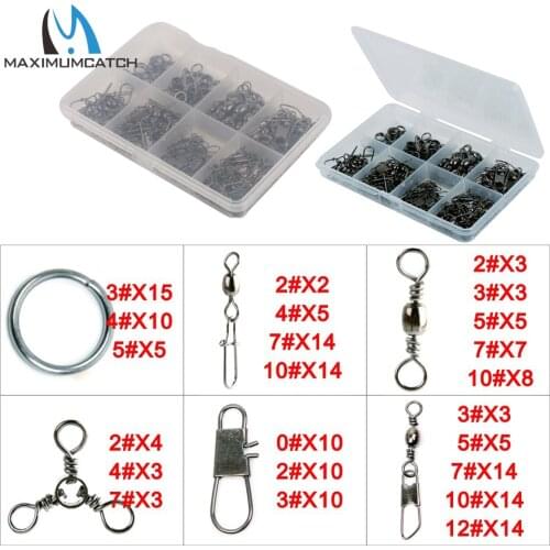 Maximumcatch 182pc Fishing Swivel Set Fishing Lure Accessory Snap Swivel Set Multi Size And Model Fishing Swivel